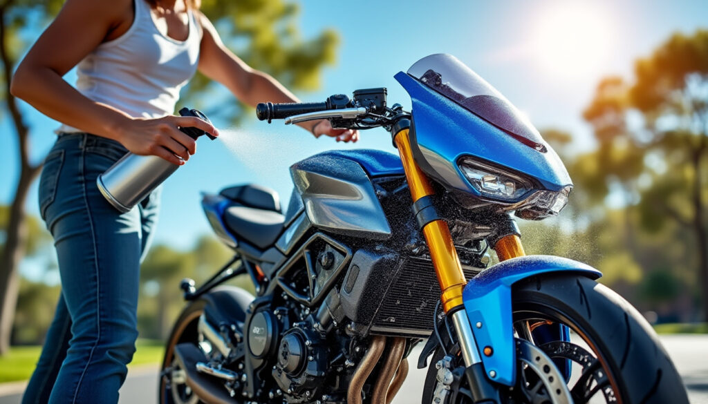 découvrez le produit miracle qui révolutionne l'entretien de votre moto ! en seulement 5 minutes, votre deux-roues retrouve tout son éclat. fini les heures passées à nettoyer, profitez d'une solution rapide et efficace pour un soin optimal de votre moto.