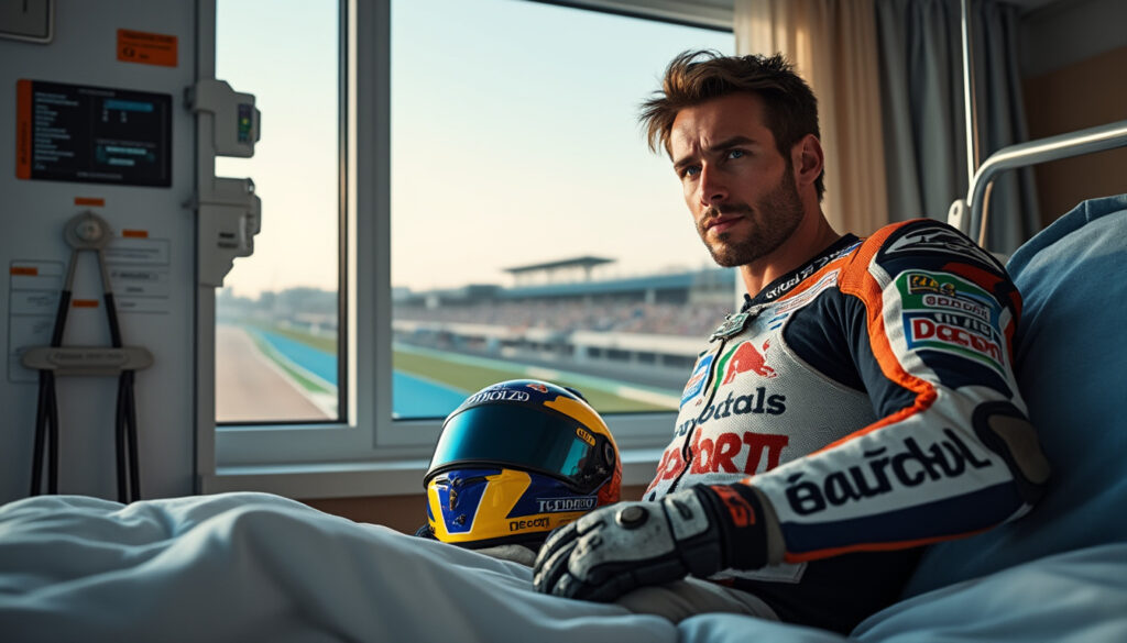 découvrez comment le champion en titre de motogp fait face à une blessure qui l'éloignera des pistes pendant environ trois mois. suivez son parcours de rétablissement et les implications pour la saison.