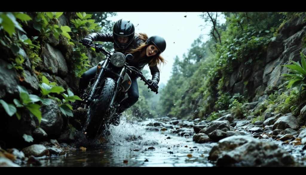 découvrez l'incident surprenant où une moto percuté un muret, entraînant la passagère dans un ruisseau. un récit captivant d'accident de la route qui souligne l'importance de la sécurité à moto.