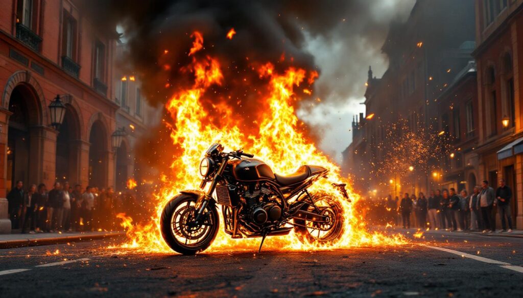 découvrez l'incident spectaculaire sur l'avenue de grammont à tours, où une moto s'est enflammée, provoquant un bruit d'explosion retentissant. plongée au cœur de cet événement inattendu et ses conséquences.