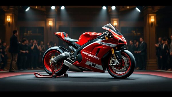 découvrez la magnifique moto de michael schumacher, un objet d'exception qui attire tous les regards aux enchères. plongez dans l'univers fascinant du sport automobile et laissez-vous séduire par cette pièce rare qui raconte l'histoire d'un des plus grands champions de tous les temps.