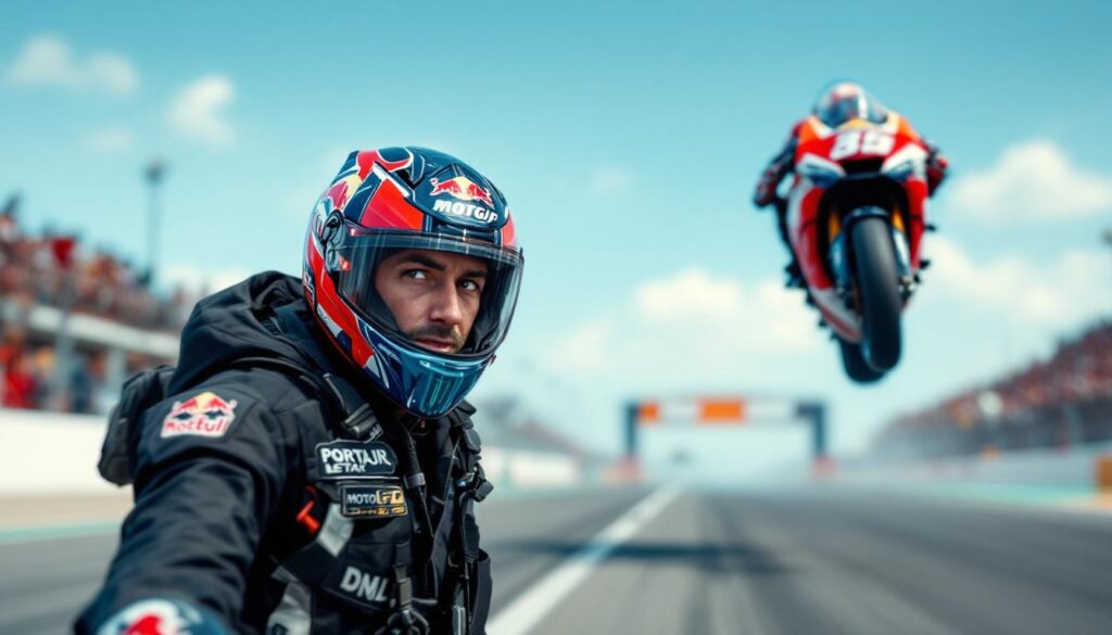 découvrez la scène impressionnante où un caméraman motogp échappe de justesse à une moto projetée dans les airs. regardez la vidéo spectaculaire de cet incroyable moment de tension sur le circuit !