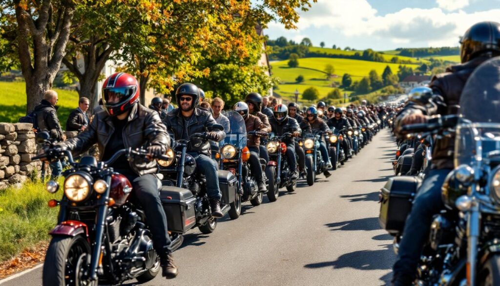 découvrez l’évènement exceptionnel où 500 harley-davidson ont envahi mézidon-vallée-d'auge, réunissant passionnés de moto et habitants pour un cortège spectaculaire et convivial sur la route. ambiance festive garantie !