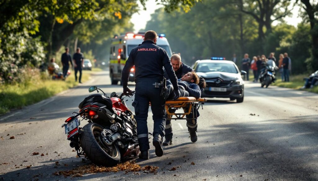 un motard a été gravement blessé dans une collision avec une voiture près de clermont-l'hérault et transporté en urgence au chu. les secours sont rapidement intervenus.