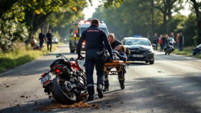 un motard a été gravement blessé dans une collision avec une voiture près de clermont-l'hérault et transporté en urgence au chu. les secours sont rapidement intervenus.