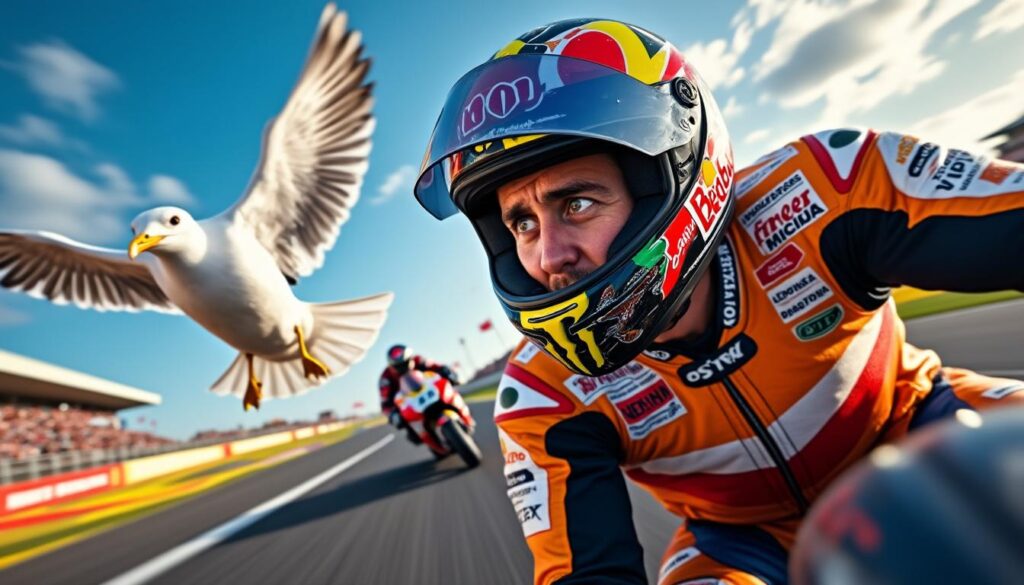 découvrez la réaction de marco bezzecchi après avoir frôlé la catastrophe lors du sprint du gp d'australie, suite à une collision inattendue avec une mouette. il partage sa frayeur et revient sur cet incident insolite en motogp.