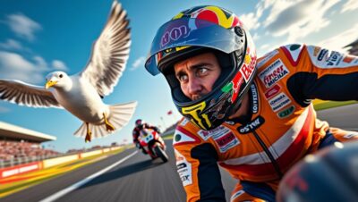 découvrez la réaction de marco bezzecchi après avoir frôlé la catastrophe lors du sprint du gp d'australie, suite à une collision inattendue avec une mouette. il partage sa frayeur et revient sur cet incident insolite en motogp.