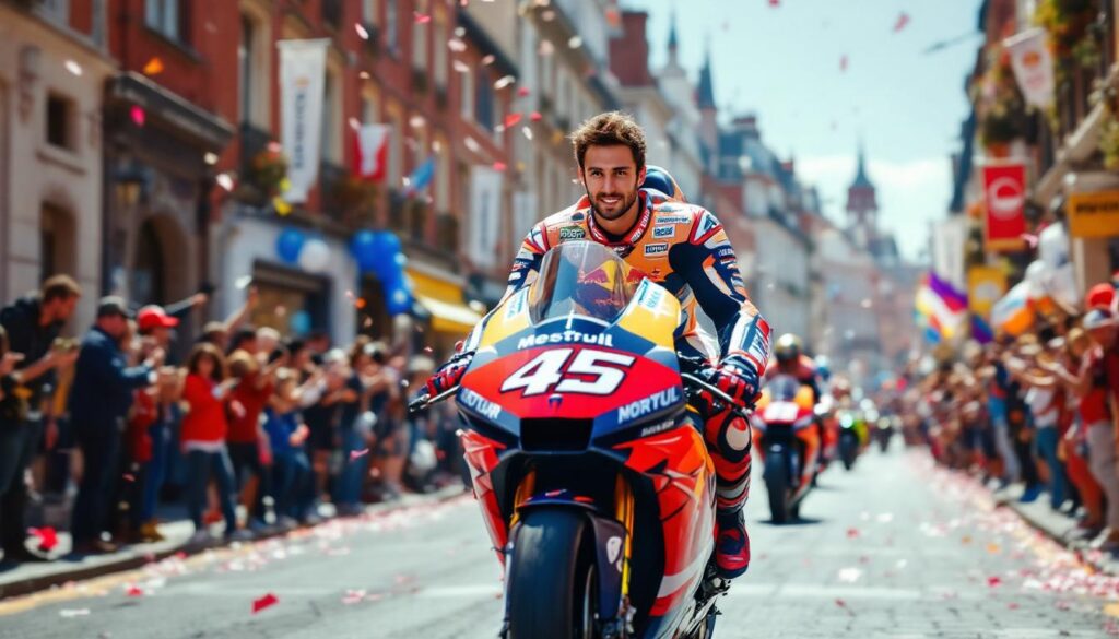 revivez la victoire mémorable de johann zarco au grand prix de france 2025 avec une parade moto spectaculaire à travers les rues de clermont-ferrand, célébrant le héros national.