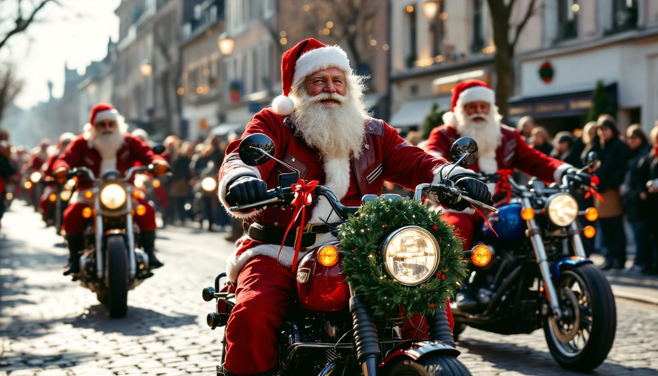 découvrez un défilé insolite en loire-atlantique où des pères noël enfourchent leurs motos pour répandre la magie des fêtes sur deux-roues ! un événement festif et surprenant à ne pas manquer.