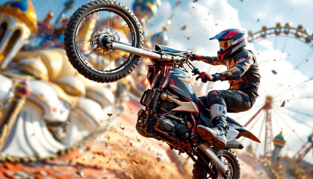 un cascadeur moto perd tragiquement la vie lors d’un show acrobatique spectaculaire dans un parc d’attractions, bouleversant les spectateurs présents.