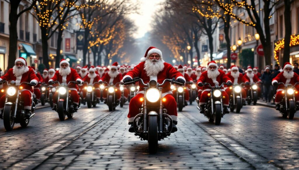 découvrez l'itinéraire du défilé festif au mans où des centaines de pères noël à moto prennent la route pour célébrer la saison dans une ambiance unique et conviviale.