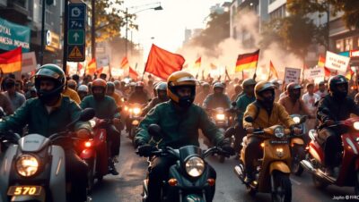 découvrez le rôle crucial des « ojol », ces motos-taxis indonésiens, en première ligne des mouvements sociaux, entre défis quotidiens et engagement citoyen.