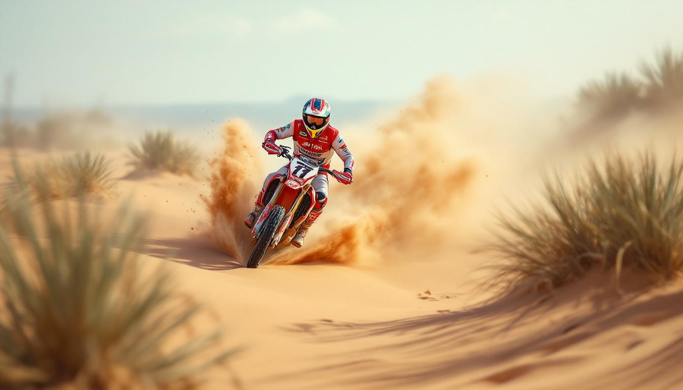découvrez kellett, le souverain inébranlable des dunes, à travers la moto gurp tt : une aventure tout-terrain inégalée alliant puissance et maîtrise.