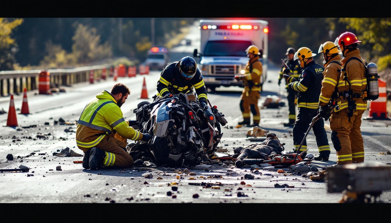 près de carcassonne, une conductrice s'endort au volant et percute une moto, causant de graves blessures à un motard de 73 ans.