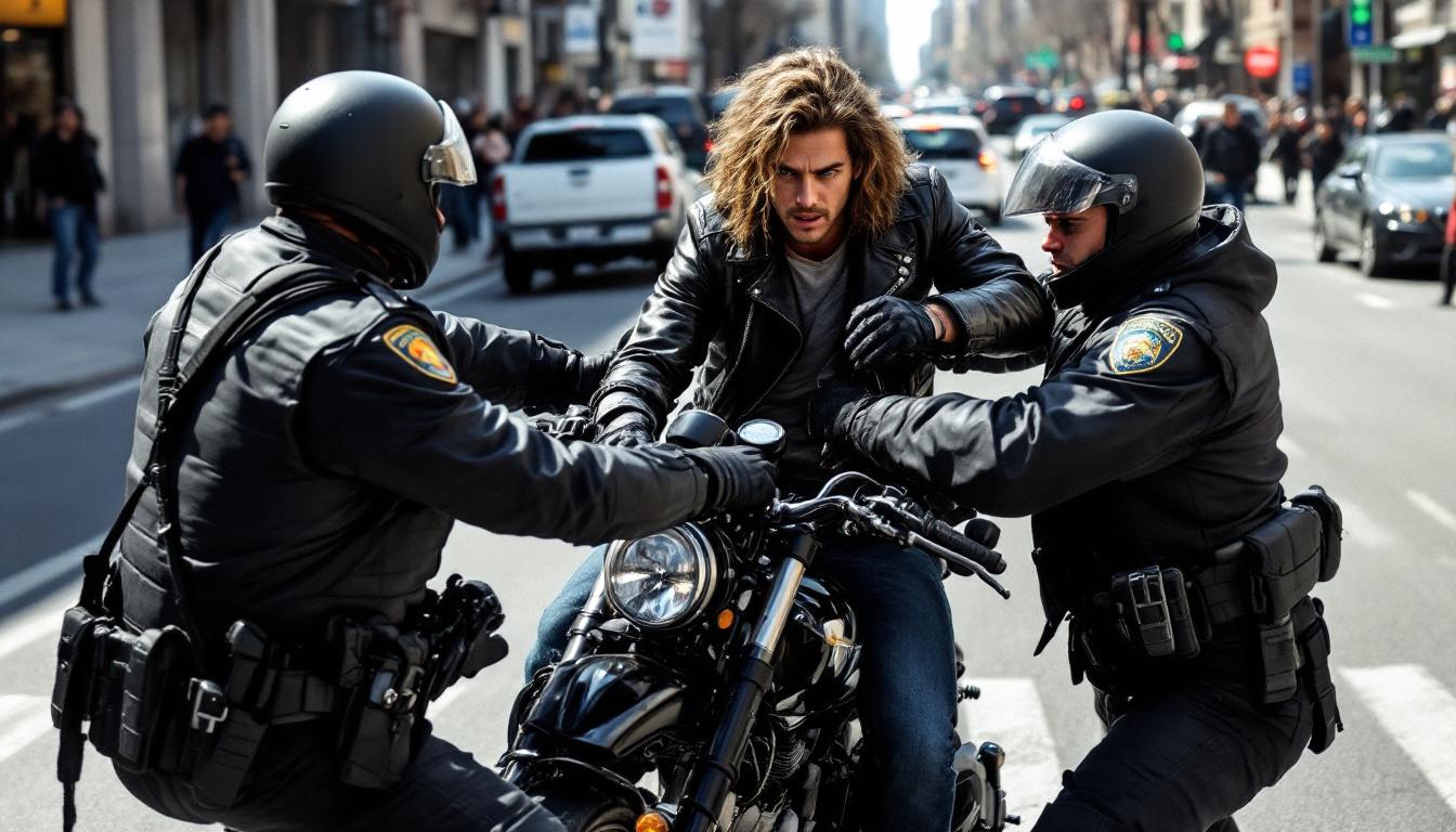 un motard d'enduro provoque le chaos en ville en fuyant un contrôle de la bac, semant la confusion et mettant en danger les habitants.